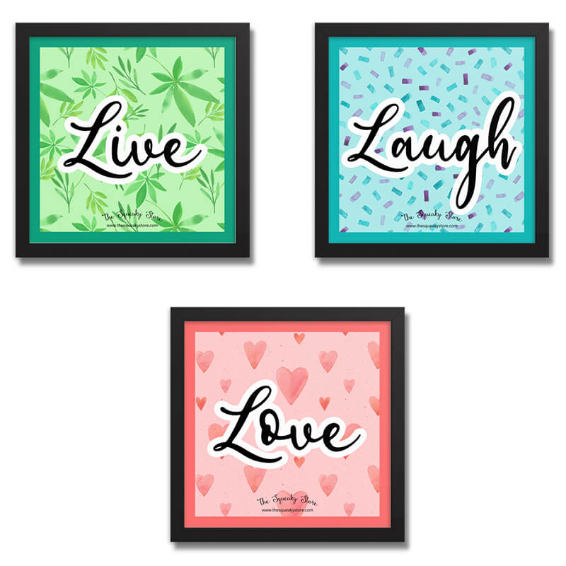 Love Wall Decor Frames Laugh Store Live - Wall of Frames -The 3) Squeaky Art (Set