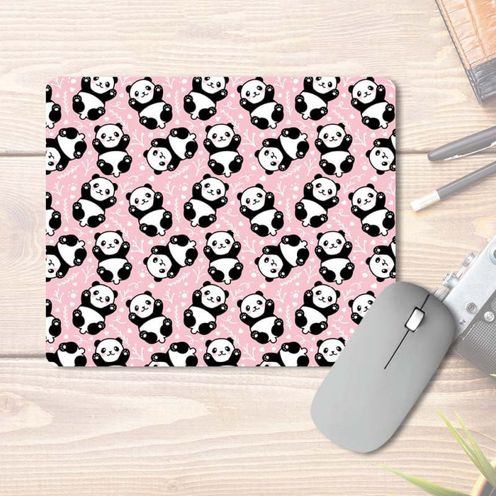 Cute Baby Panda Smiling Baby Pink Pattern | Animal Lover | Printed Mouse Pad