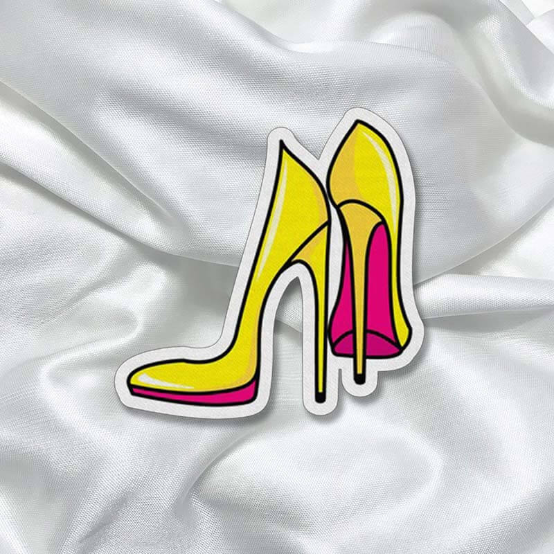Yellow Heels Girly Fashion Printed Iron On Patch for T-shirts, Bags, Jeans