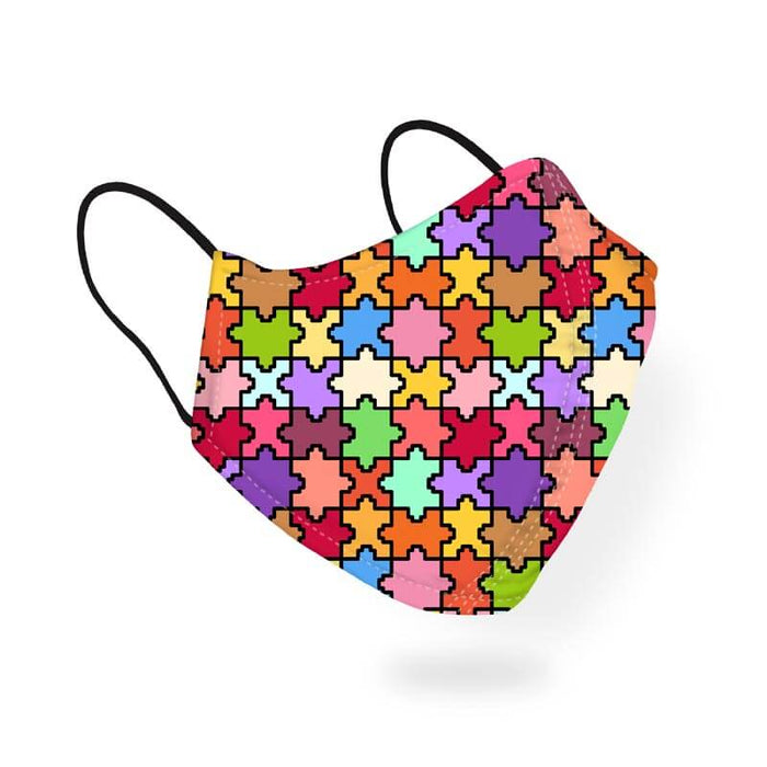 Colorful Puzzle Pieces Game Lover Pattern Designer Printed Face Mask-thesqueakystore.myshopify.com