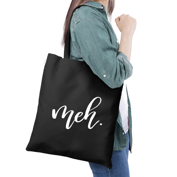 Meh! Minimalist Word Quote Multipurpose Printed Canvas Tote Bag-thesqueakystore.myshopify.com