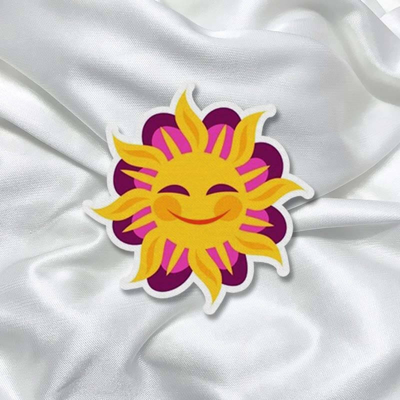 Happy Vibrant Sun Fashion Printed Iron On Patch for T-shirts, Bags, Jeans