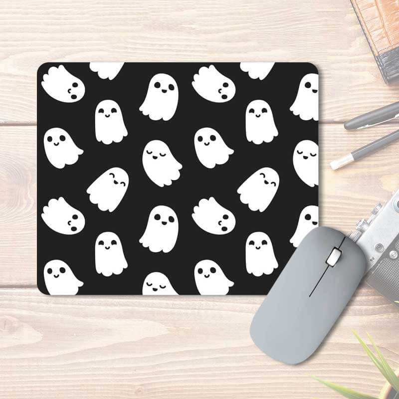 Cute Happy Baby Ghost Black White Halloween Pattern Printed Mouse Pad - The Squeaky Store