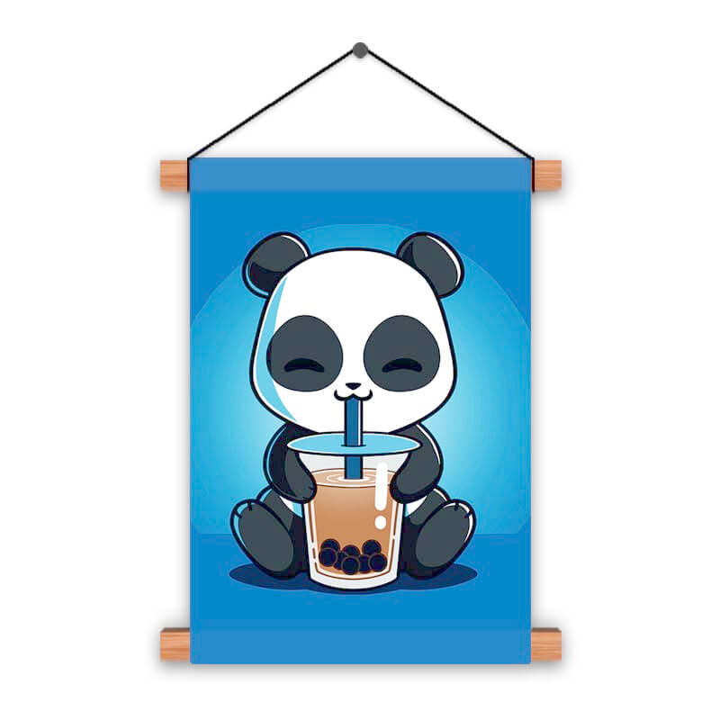 Cute Funny Panda Drinking Animal Lover Poster Printed Wall Hanging - The Squeaky Store