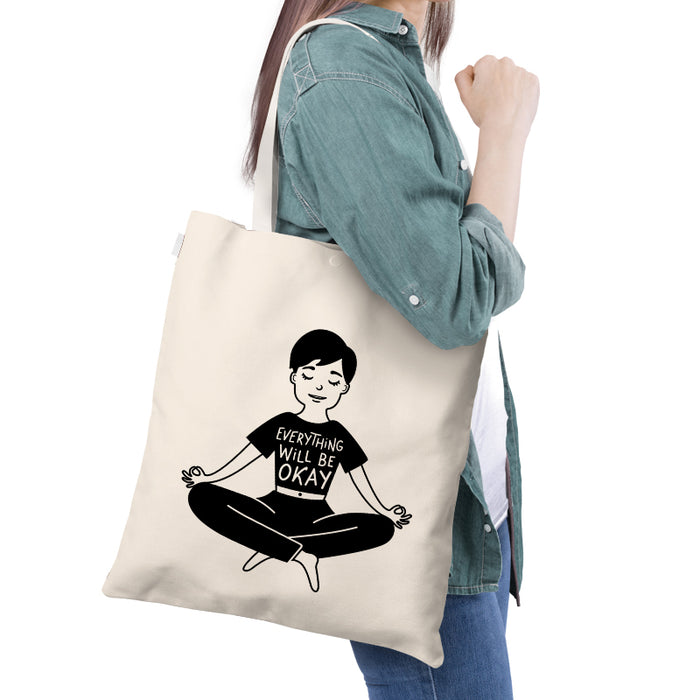 Everything Will Be Okay Meditation Yoga Positivity Quote Slogan Multipurpose Printed Canvas Tote Bag-thesqueakystore.myshopify.com