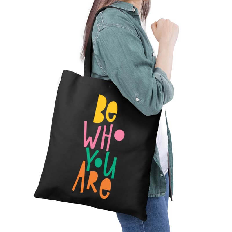 Be Who You Are Positive Self-Love Quote Multipurpose Printed Canvas Tote Bag-thesqueakystore.myshopify.com