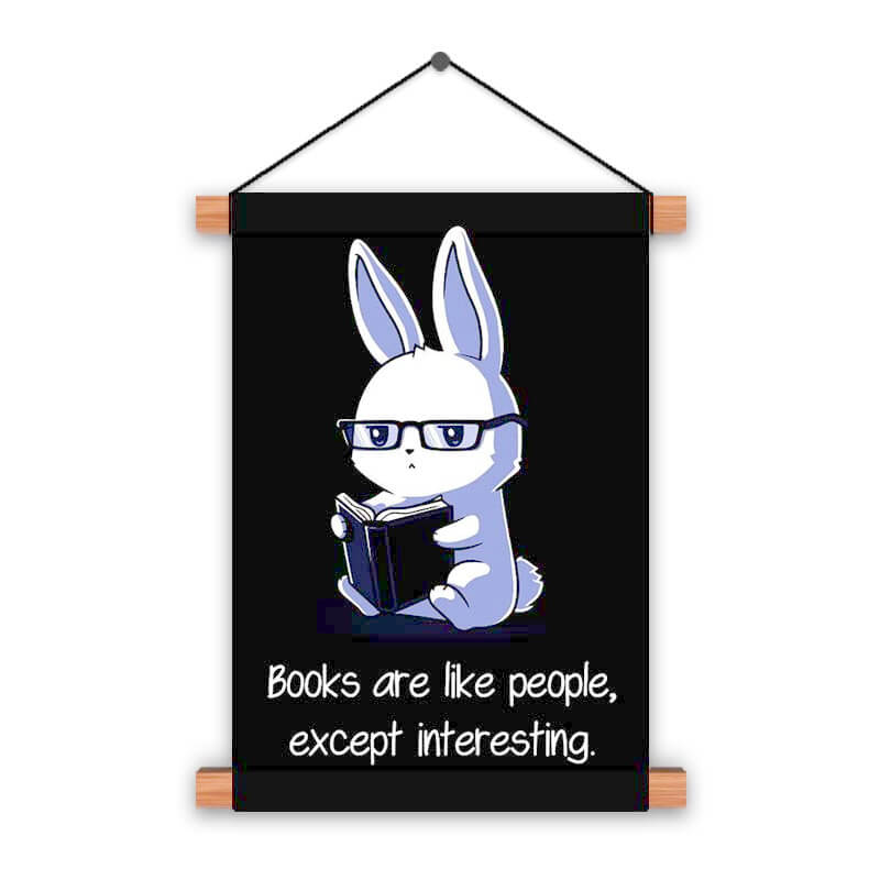 Cute Funny Rabbit Bunny Reading Book Quote Animal Lover Poster Printed Wall Hanging - The Squeaky Store