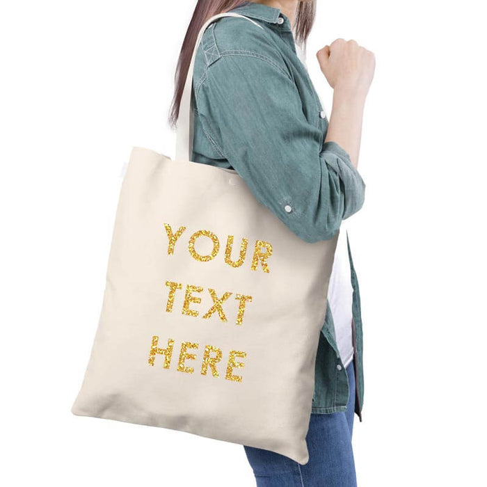 Customized Tote Bag - Golden Glitter Print Quote-thesqueakystore.myshopify.com