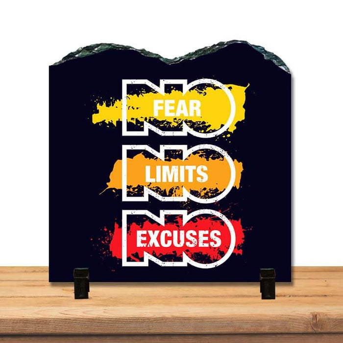 No Excuses No Limits Positive Inspirational Motivational Success Quote Home Décor Stone Print with Stand. - The Squeaky Store