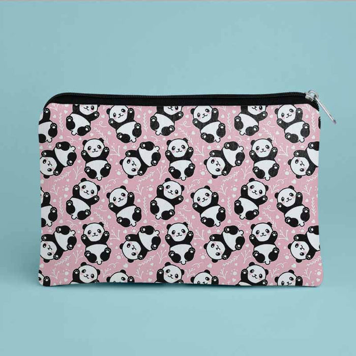 Cute Baby Panda Smiling Animal Lover Baby Pink Pattern Designer Printed Multipurpose Pouch Pattern Designer Printed Multipurpose Pouch