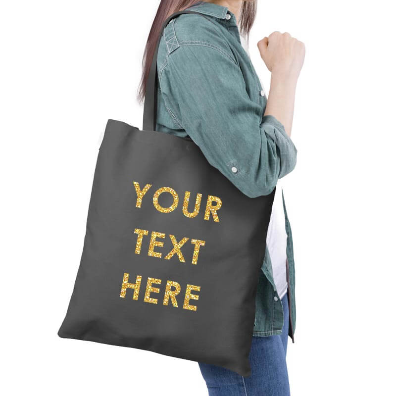 Customized Tote Bag - Golden Glitter Print Quote-thesqueakystore.myshopify.com