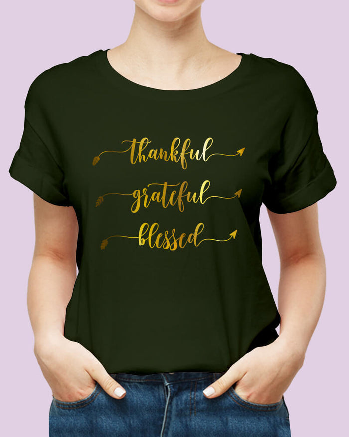 Thankful Grateful Blessed Quote Unisex Tshirt - The Squeaky Store