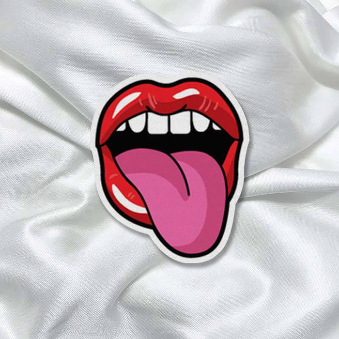 Pretty Lips and Tongue out Doodle Girly Fashion Printed Iron On Patch for T-shirts, Bags, Jeans - The Squeaky Store