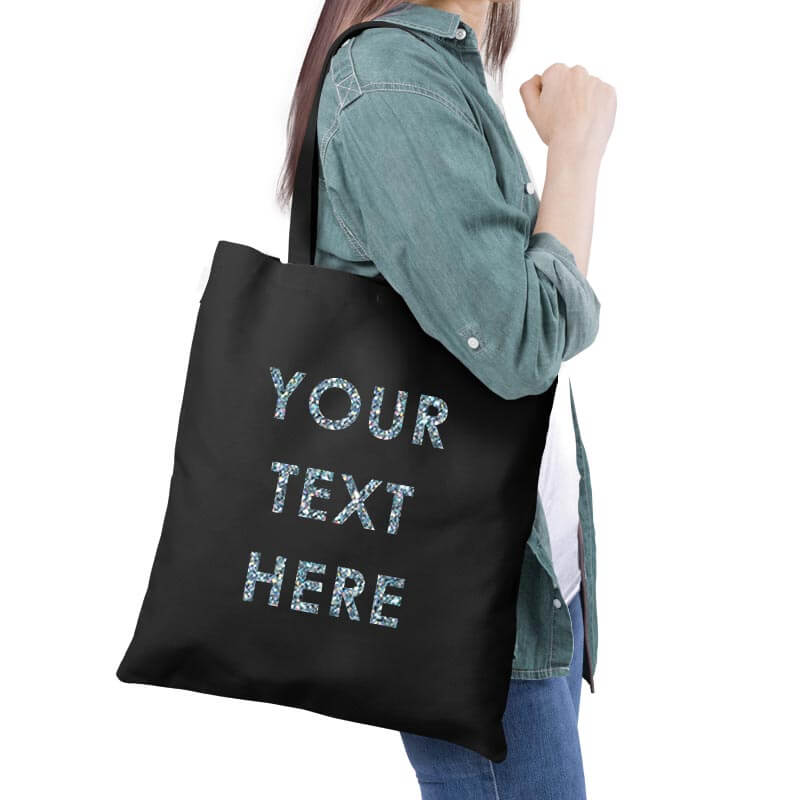 Customized Tote Bag - Silver Glitter Print Quote-thesqueakystore.myshopify.com