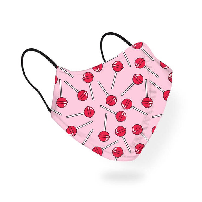 Cute Lollipop Sweet Candy Pink Red Retro Pattern Designer Printed Face Mask-thesqueakystore.myshopify.com