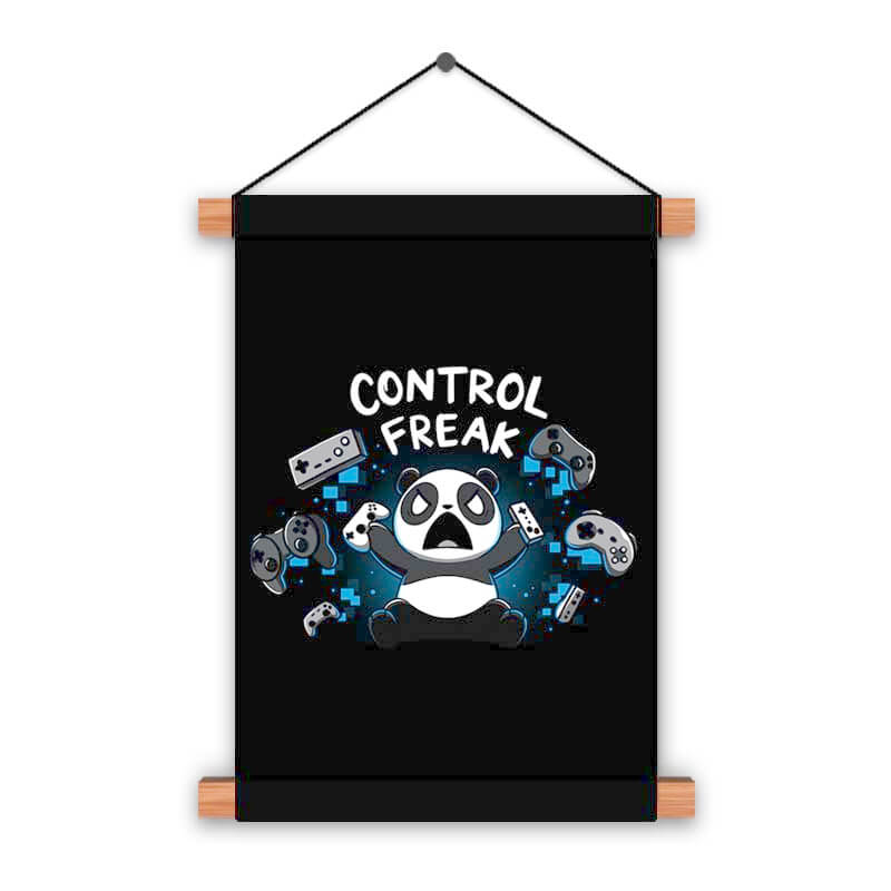 Control Freak Cute Funny Panda Gaming Lover Quote Animal Lover Poster Printed Wall Hanging - The Squeaky Store