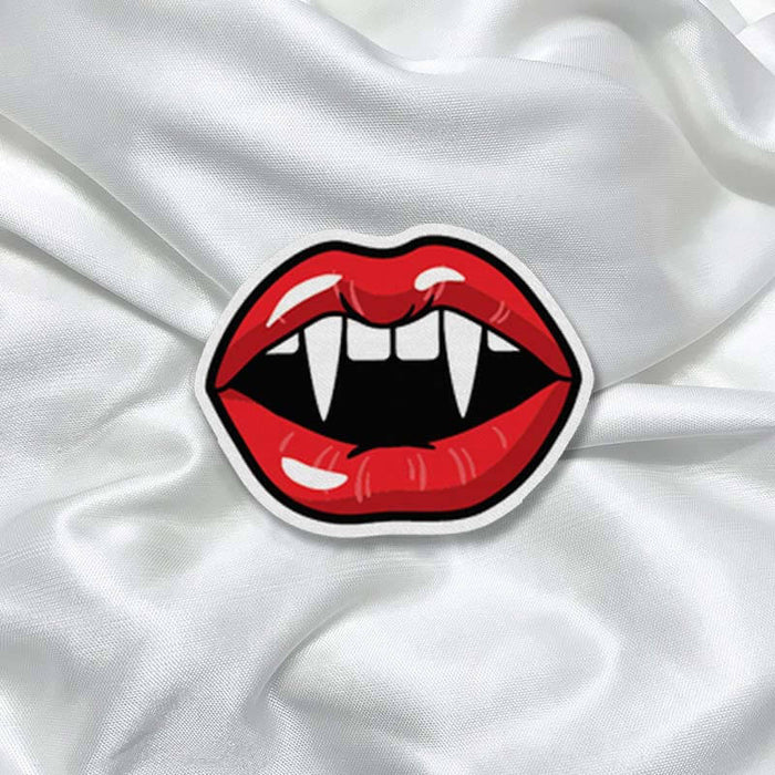 Scary Lips Vampire Doodle Girly Fashion Printed Iron On Patch for T-shirts, Bags, Jeans - The Squeaky Store