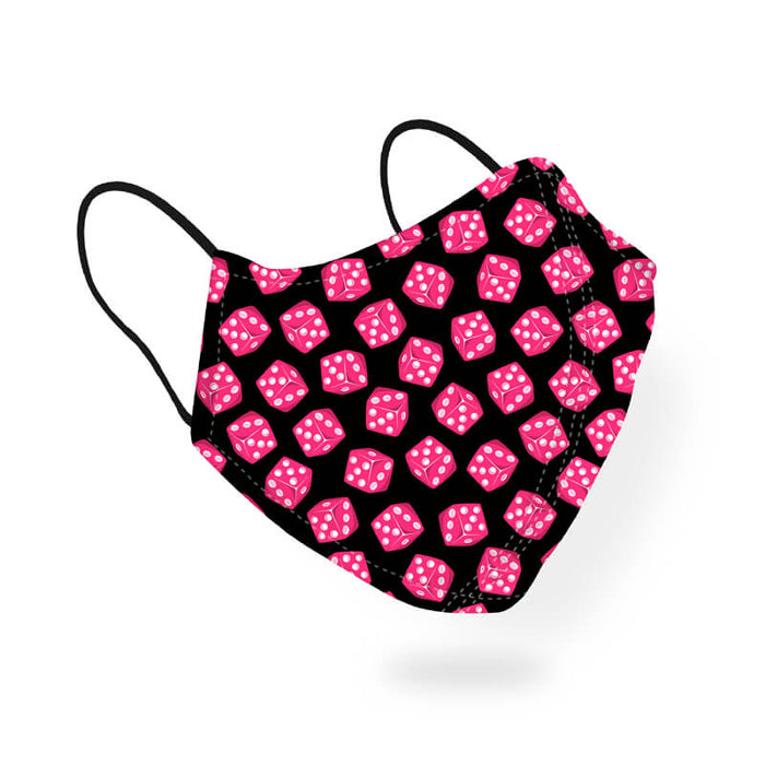 Pink Dice Casino Gambling Quirky Pattern Designer Printed  Face Mask-thesqueakystore.myshopify.com