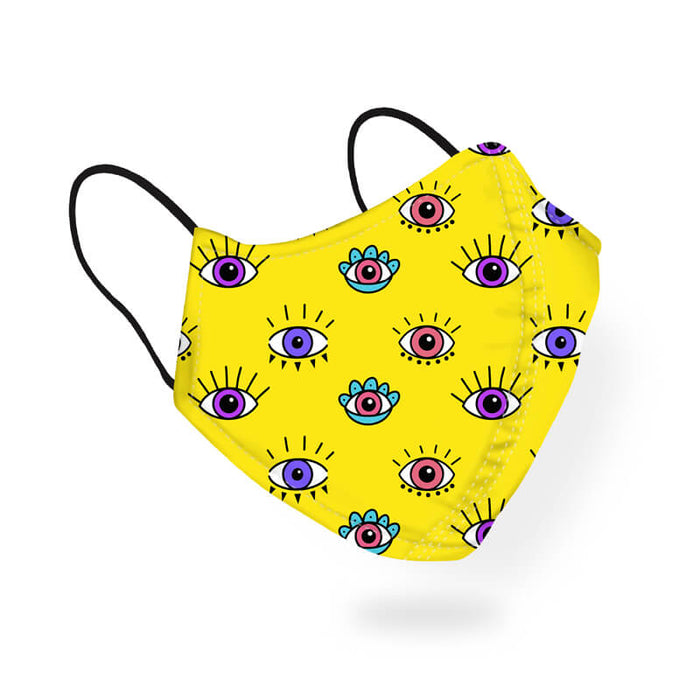 Mystical Colorful Eyes Quirky Pattern Designer Printed Face Mask-thesqueakystore.myshopify.com