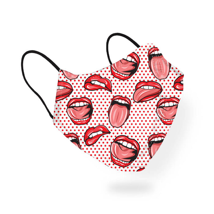Retro Mouth Lips Pop Art Girly Pattern Designer Printed  Face Mask-thesqueakystore.myshopify.com