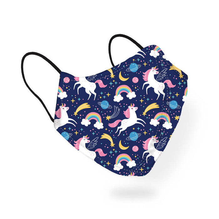 Cute Unicorns and Planets in Space Pattern Designer Printed Face Mask-thesqueakystore.myshopify.com