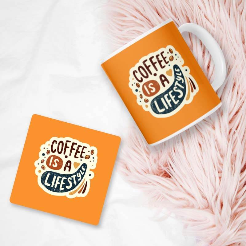 Coffee is a Lifestyle Cute Funny Coffee Lover Quote Mug & Coaster-thesqueakystore.myshopify.com