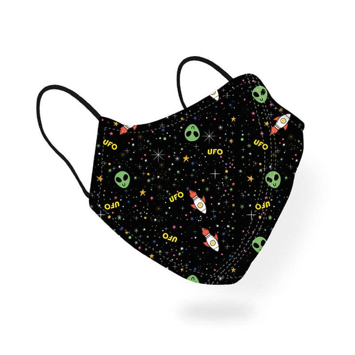 Alien UFO Space Rocket Night Starry Sky Pattern Designer Printed Face Mask-thesqueakystore.myshopify.com