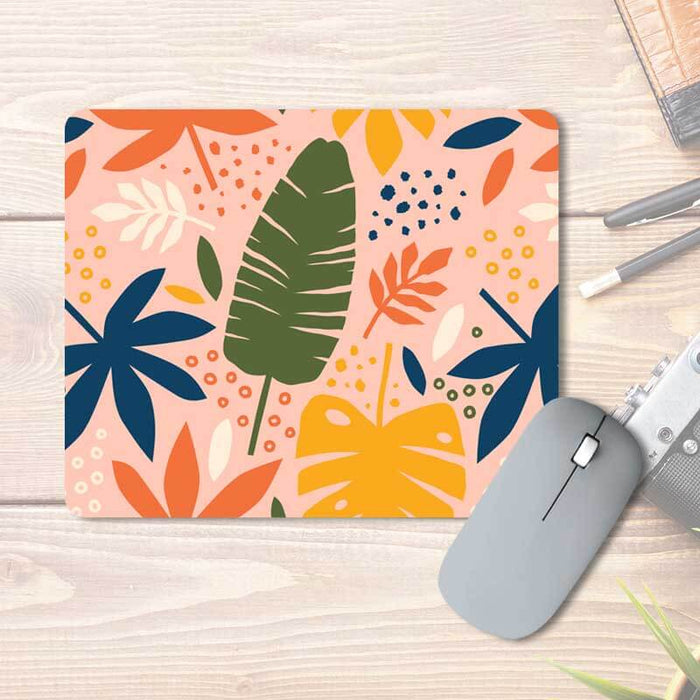 Abstract Colorful Exotic Tropical Leaves Shapes Summer Pattern Printed Mouse Pad - The Squeaky Store