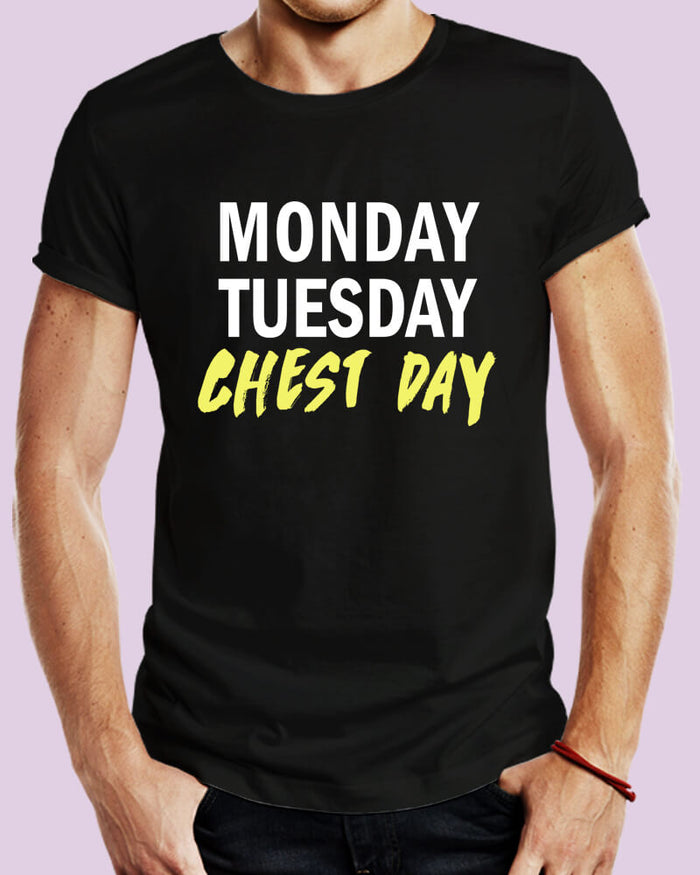 Monday Tuesday Chest Day Gym Quote Unisex Tshirt - The Squeaky Store