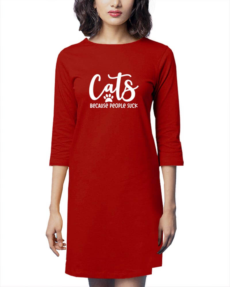 Cats Because People Suck Cute Cat Kitten Lover Quote Tshirt Dress-thesqueakystore.myshopify.com