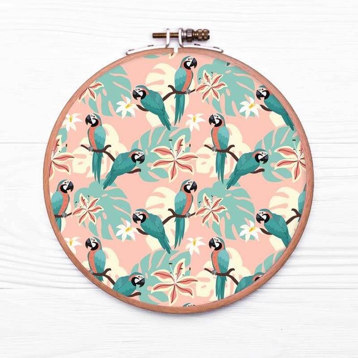 Cute Beautiful Parrots Pattern Designer Fabric Hoop Wall Hanging - The Squeaky Store