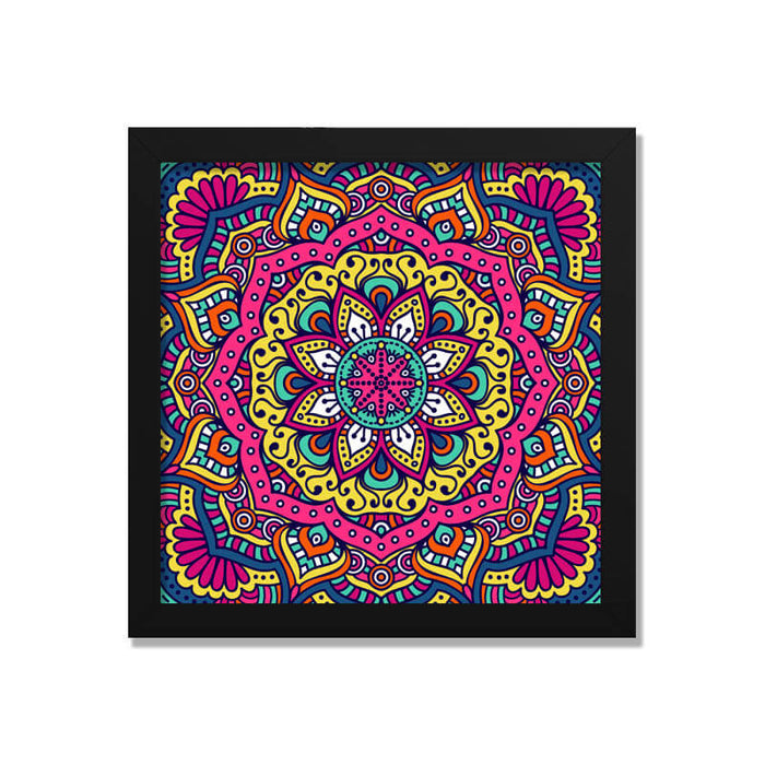 Unique Cool Colorful Floral Mandala Print Square Wall Frame - The Squeaky Store