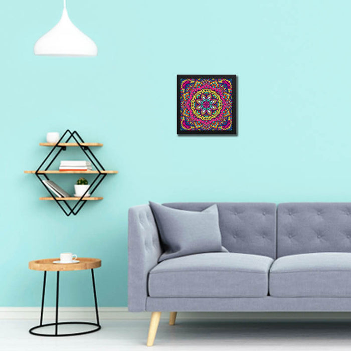 Unique Cool Colorful Floral Mandala Print Square Wall Frame - The Squeaky Store