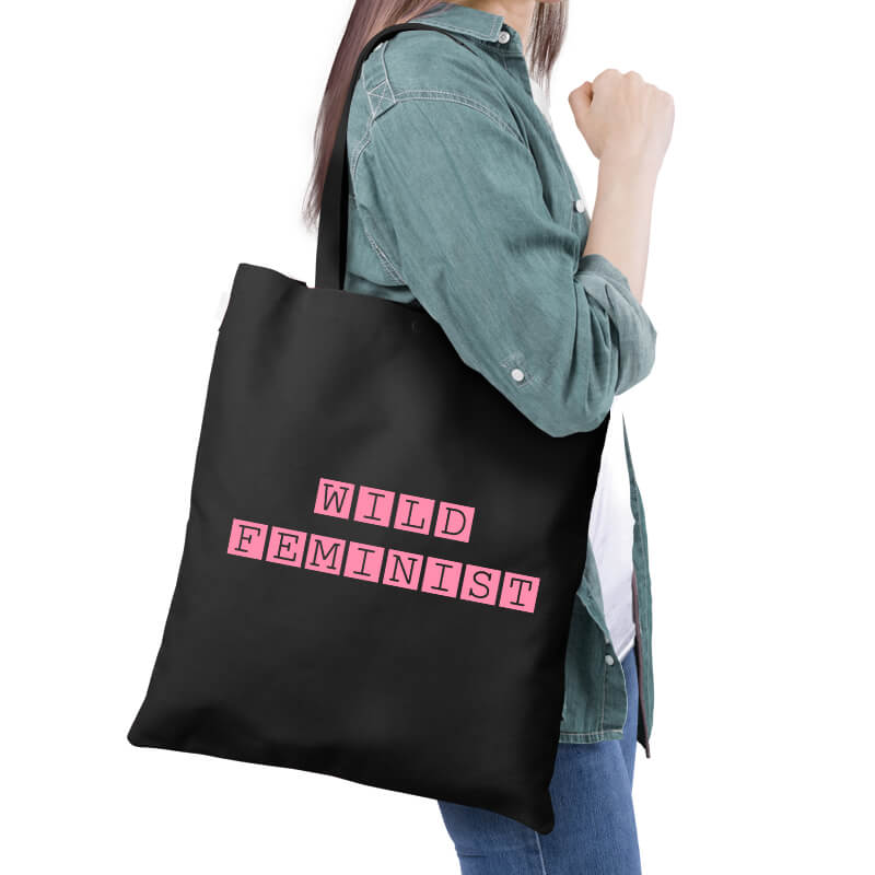 Wild Feminist Sassy Savage Girly Quote Slogan Multipurpose Printed Canvas Tote Bag-thesqueakystore.myshopify.com