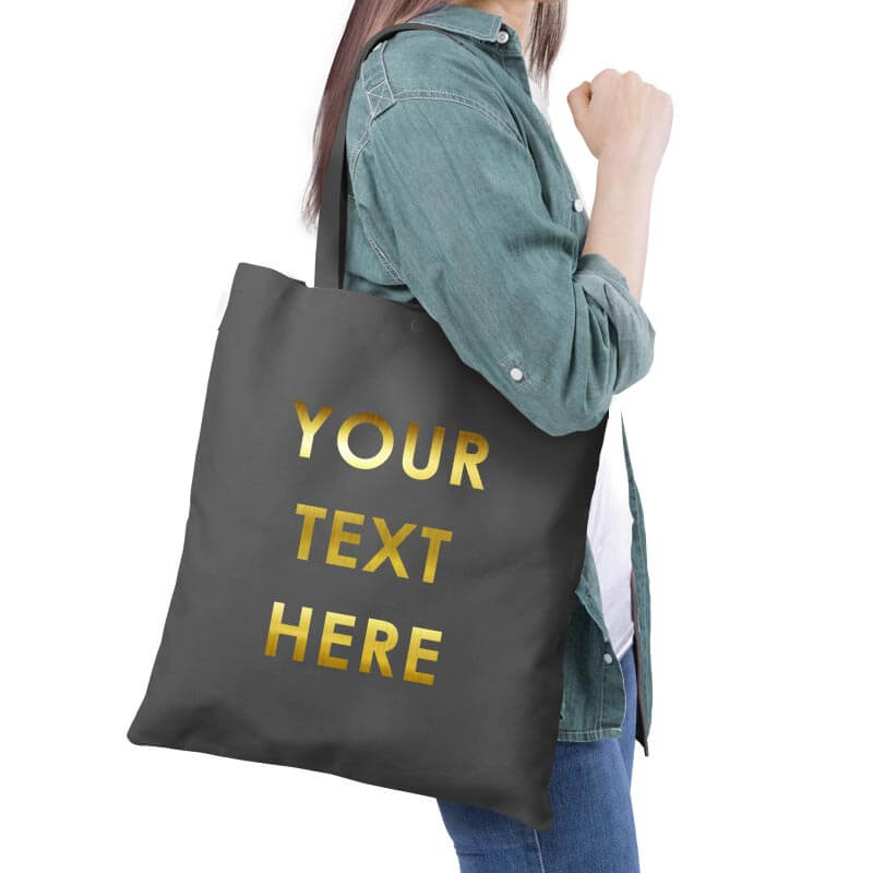 Customized Tote Bag - Metallic Golden Print Quote-thesqueakystore.myshopify.com