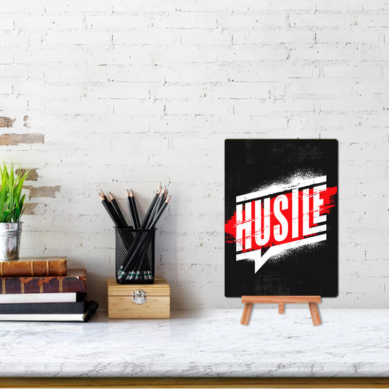 HUSTLE Motivational Quote - Wall & Desk Decor Poster With Stand - The Squeaky Store