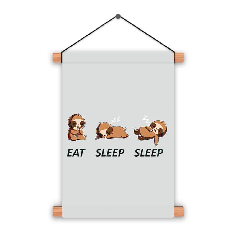Eat Sleep Cute Funny Lazy Bear Animal Lover Poster Printed Wall Hanging - The Squeaky Store