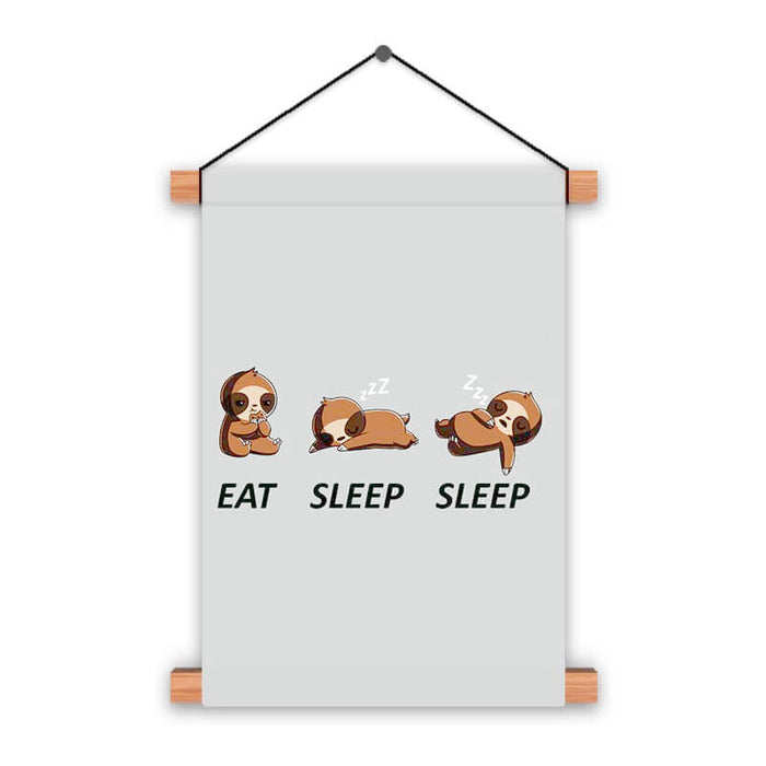 Eat Sleep Cute Funny Lazy Bear Animal Lover Poster Printed Wall Hanging - The Squeaky Store