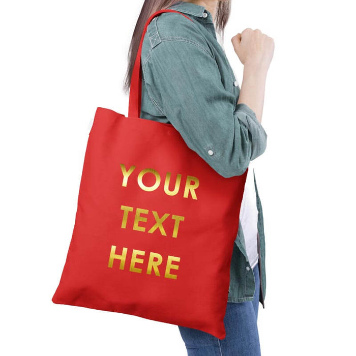 Customized Tote Bag - Metallic Golden Print Quote-thesqueakystore.myshopify.com