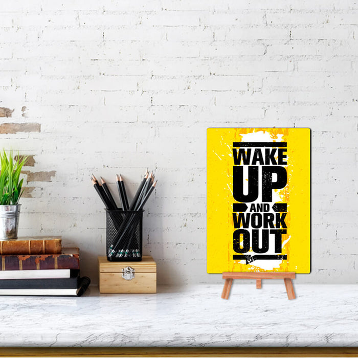 Wake Up And Work Out Gym Fitness Quote - Wall & Desk Decor Poster With Stand - The Squeaky Store