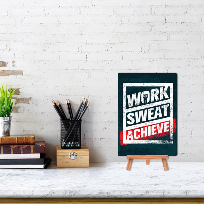 WORK SWEAT ACHIEVE Gym Quote - Wall & Desk Decor Poster With Stand - The Squeaky Store