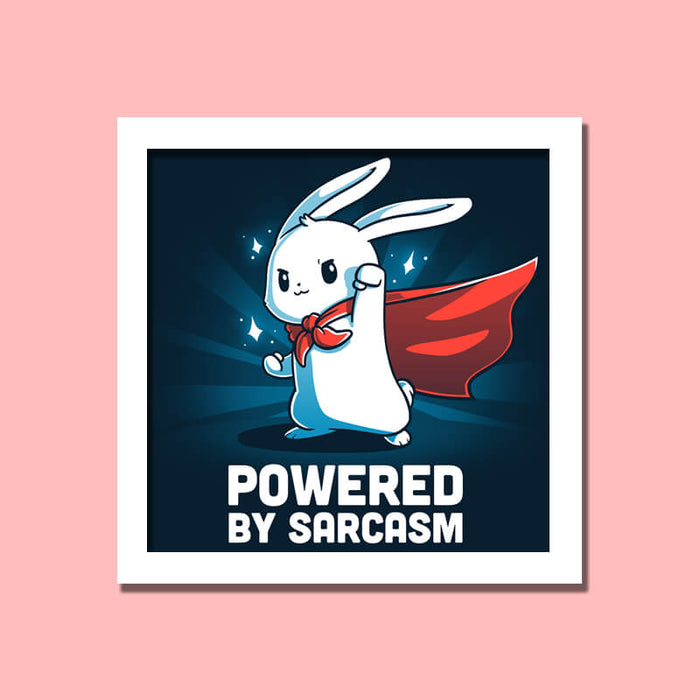 Powered By Sarcasm Cute Bunny Rabbit Animal Lover Quote Wall Art Frame - The Squeaky Store