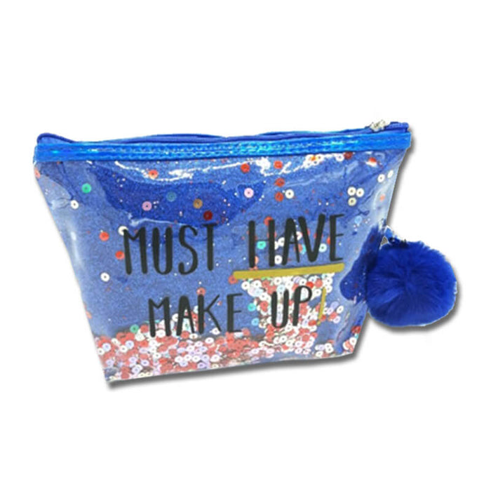Glitter & Sequin Makeup Bag - Blue - The Squeaky Store