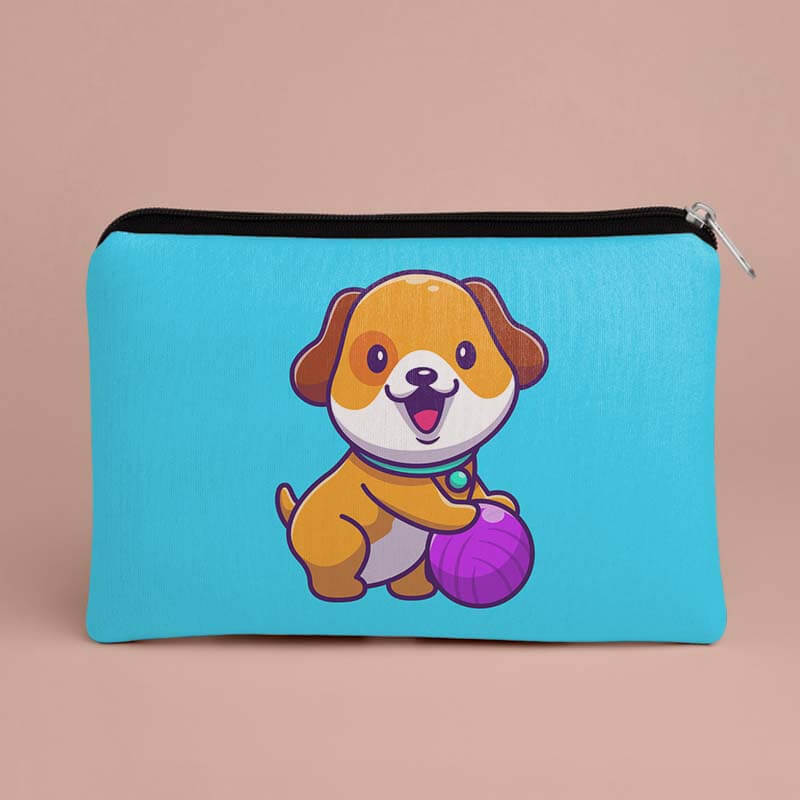 Playful Happy Doggy Animal Lover Designer Printed Multipurpose Pouch