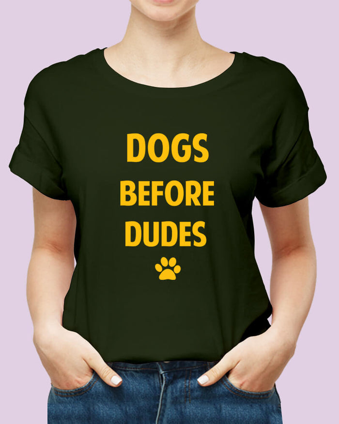 Dogs Before Dudes Funny Quote Unisex Tshirt - The Squeaky Store