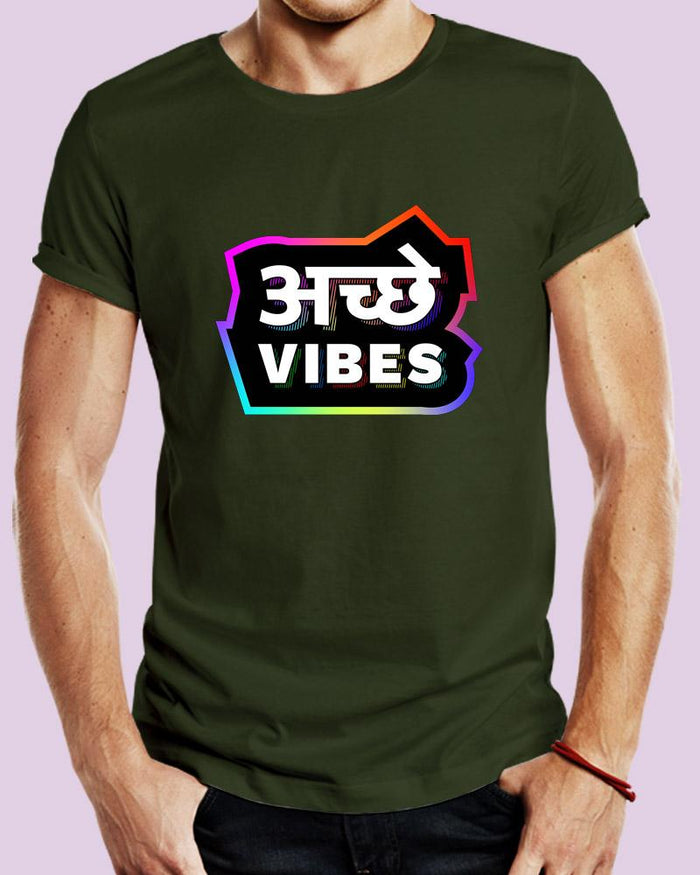 Ache Vibes Positive Inspirational Funny Hindi Quote Unisex Tshirt - The Squeaky Store