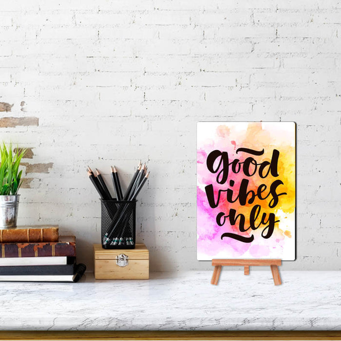 Good Vibes Only Motivational Quote - Wall & Desk Decor Poster With Stand - The Squeaky Store