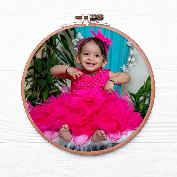 Customized Cute Beautiful Girl Photo Fabric Hoop Wall Hanging - The Squeaky Store