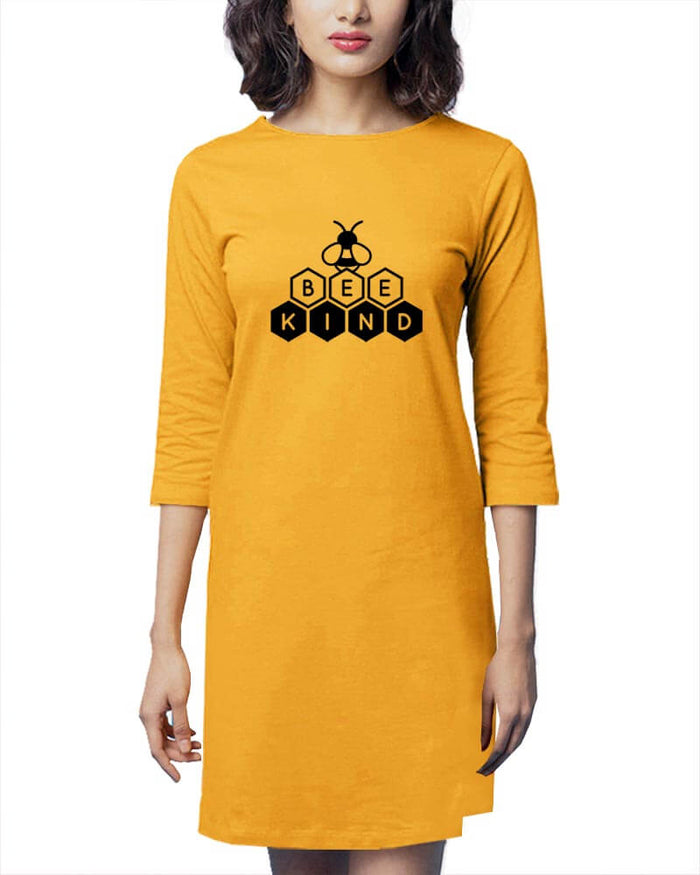 Bee Kind Cute Funny Quote Tshirt Dress-thesqueakystore.myshopify.com