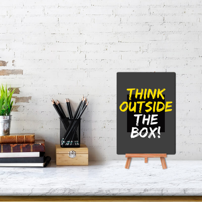 Think Outside The Box Inspirational Quote - Wall & Desk Decor Poster With Stand - The Squeaky Store